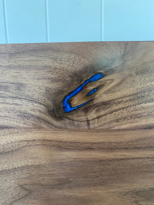 Minimalist Cremation Urn-Black Walnut, blue and green epoxy for Adult Human Ashes, up to 280pounds
