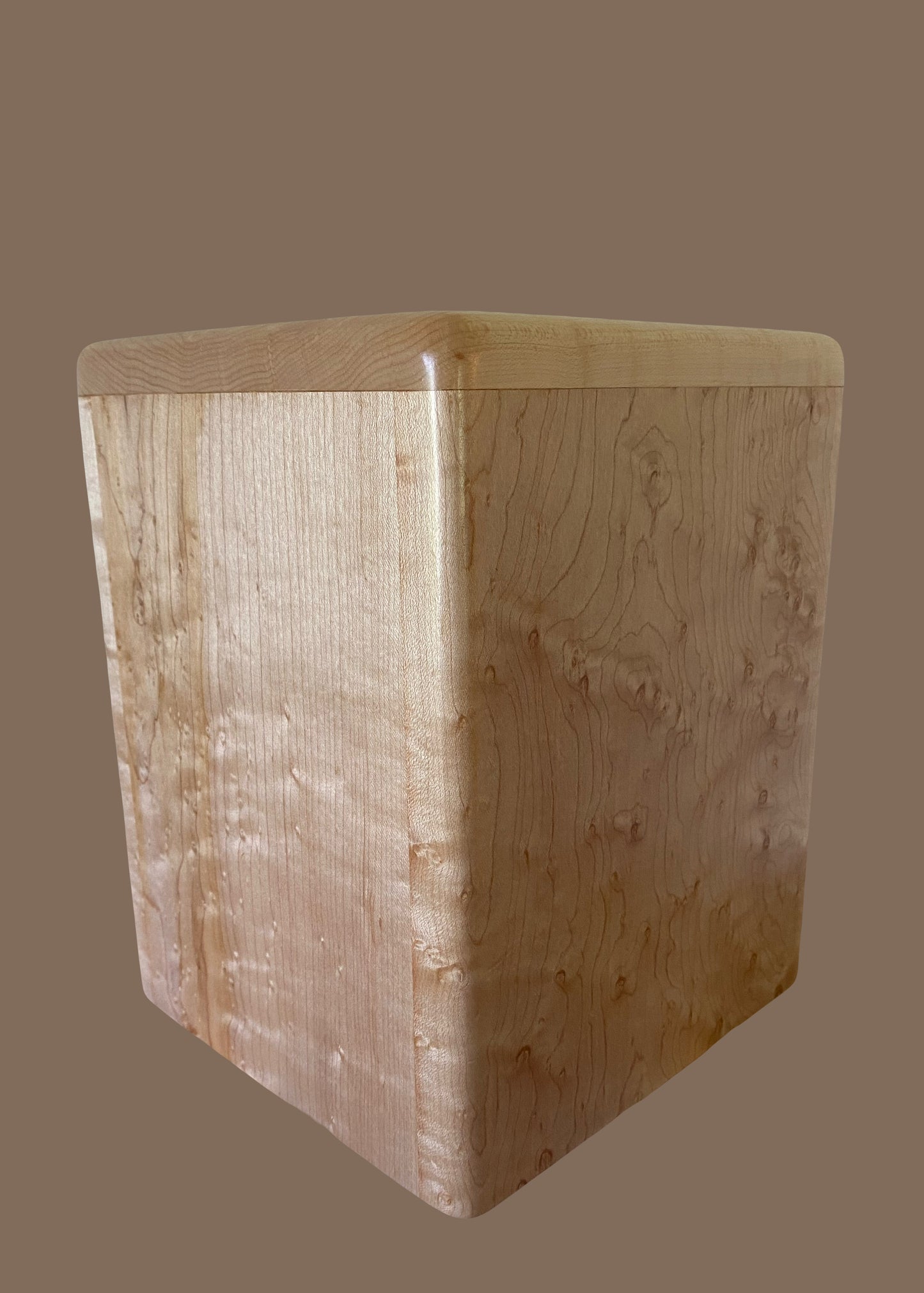 Birdseye Maple Urn-for ashes, up to 440 pounds, possible companion