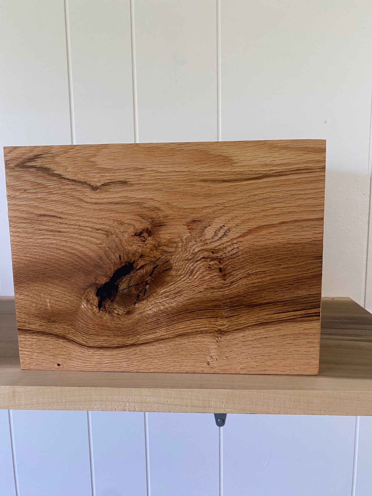 Cremation Urn- Oak—black epoxy, imperfect, knotty for Ashes, up to 300 pounds