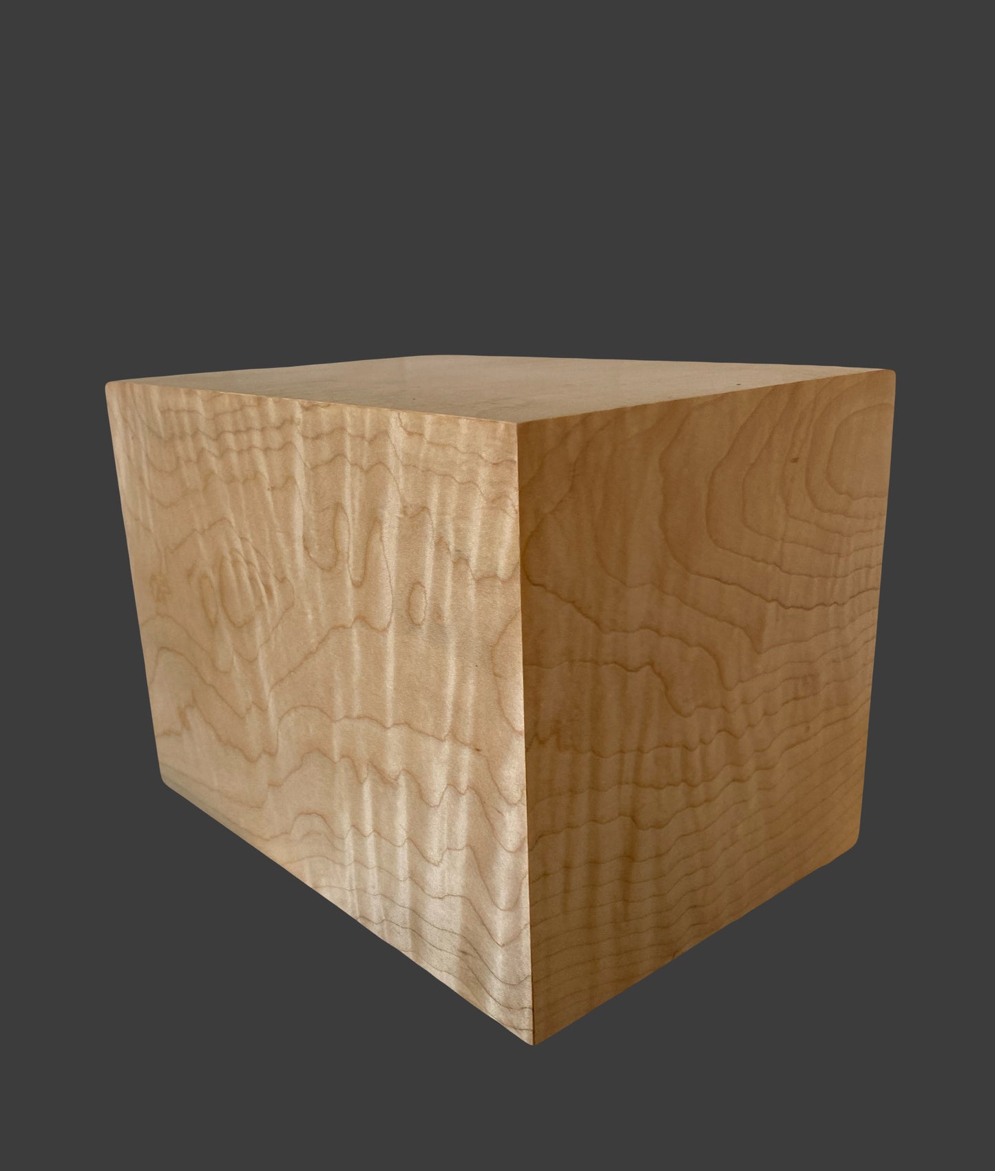 Minimalist Cremation Urn-Curly Maple, for Adult Human Ashes, up to 190 pounds
