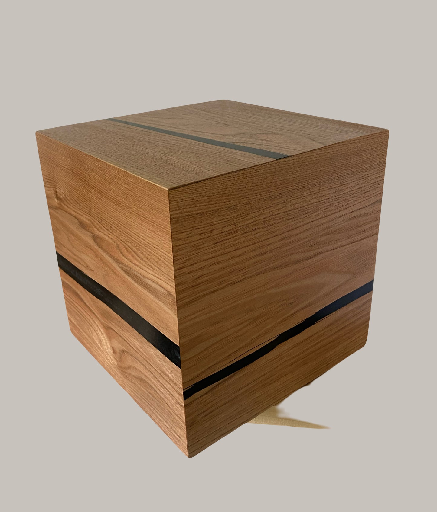 Cremation Urn- Butternut—black epoxy, imperfect, knotty for Ashes, up to 215 pounds