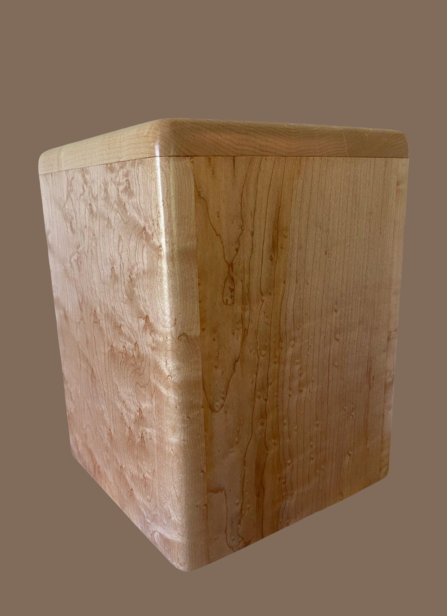 Birdseye Maple Urn-for ashes, up to 440 pounds, possible companion