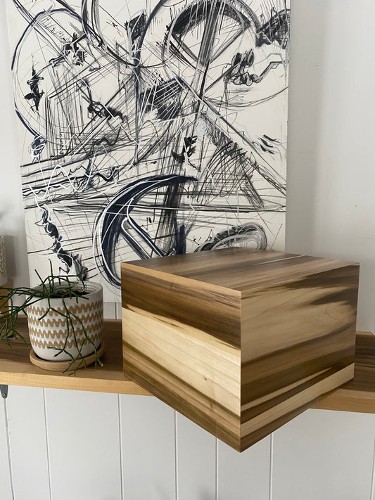 Minimalist Cremation Urn-Tulip Poplar, for Adult Human Ashes, up to 315 pounds