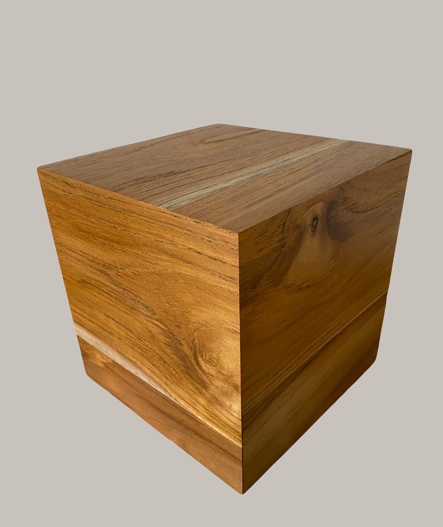 Minimalist Cremation Urn-Teak , for Adult Human Ashes, up to 180 pounds