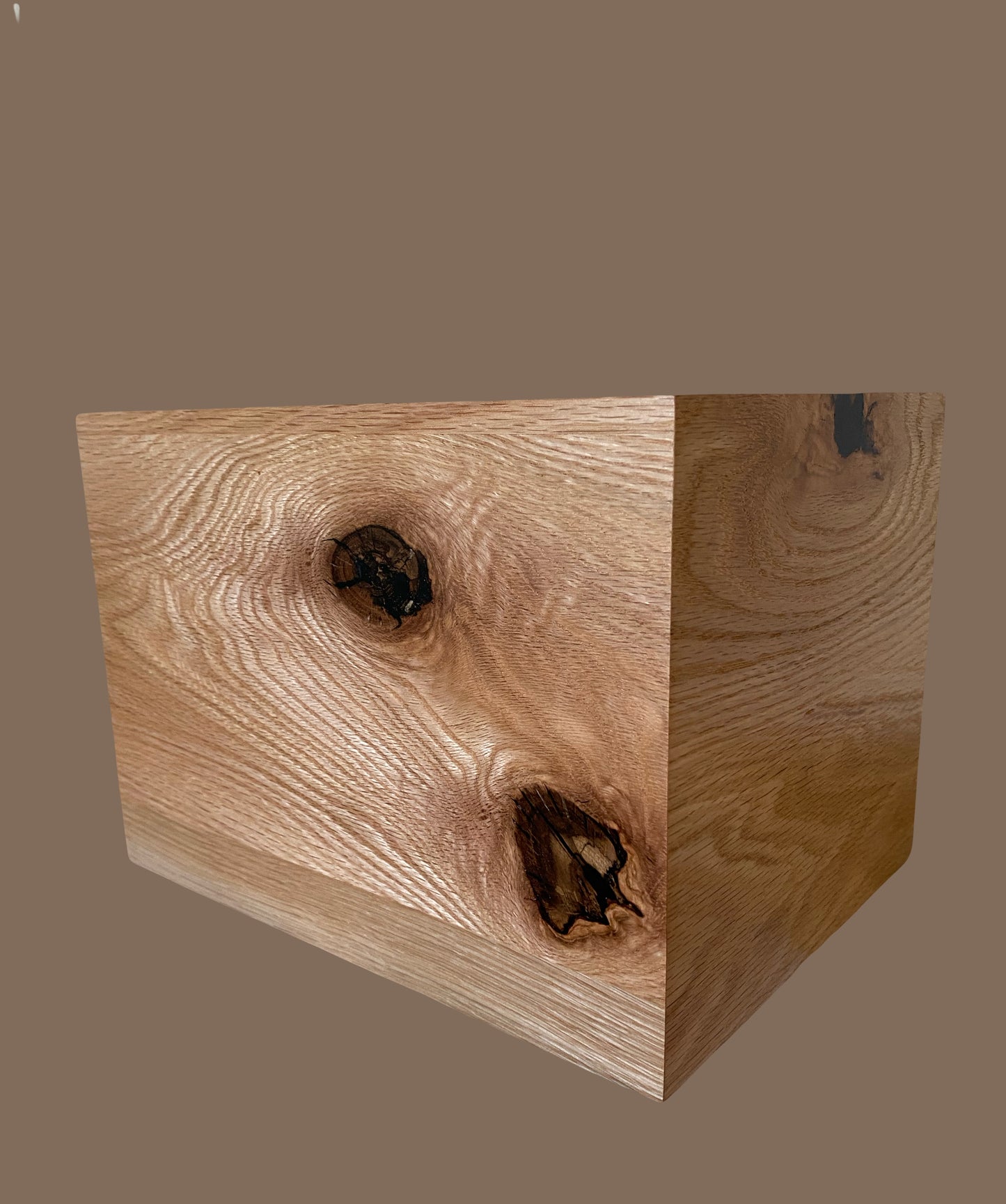 Cremation Urn- Oak—black epoxy, imperfect, knotty for Ashes, up to 300 pounds
