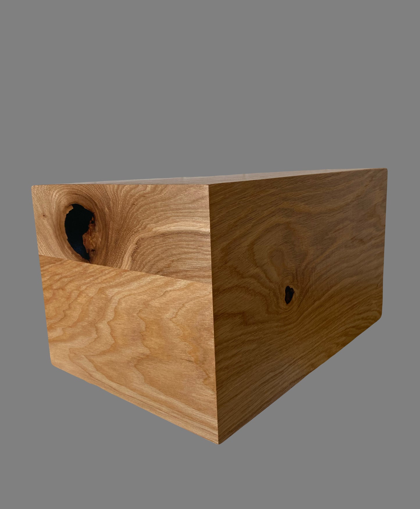 Cremation Urn- Oak and Hickory marbled, black and blue epoxy, imperfect, knotty for Ashes, up to 400 pounds