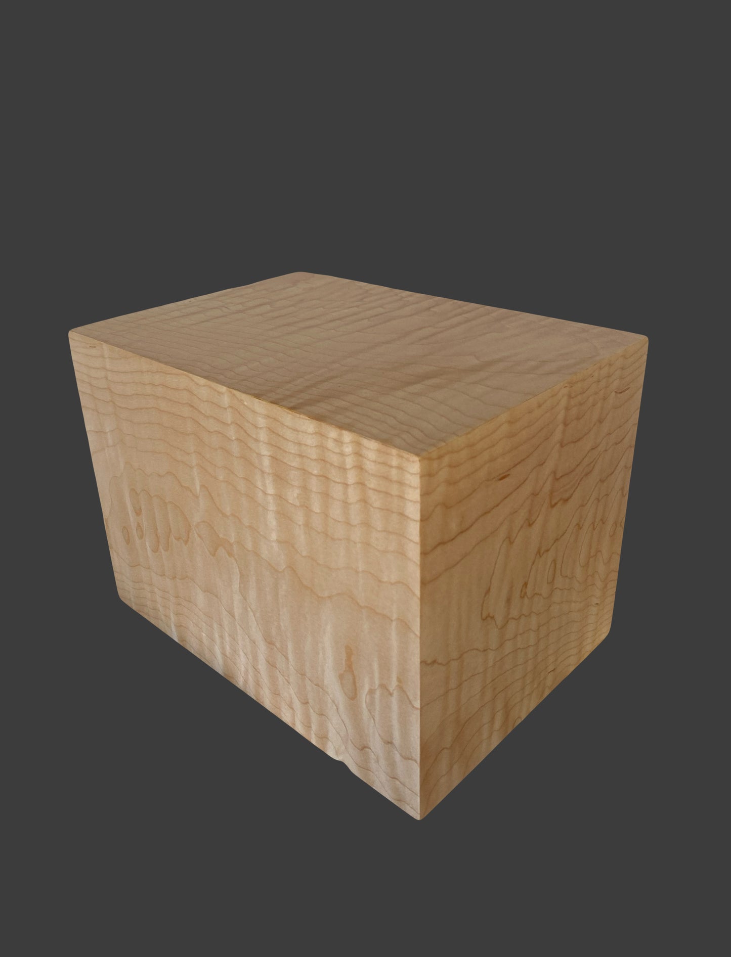 Minimalist Cremation Urn-Curly Maple, for Adult Human Ashes, up to 190 pounds