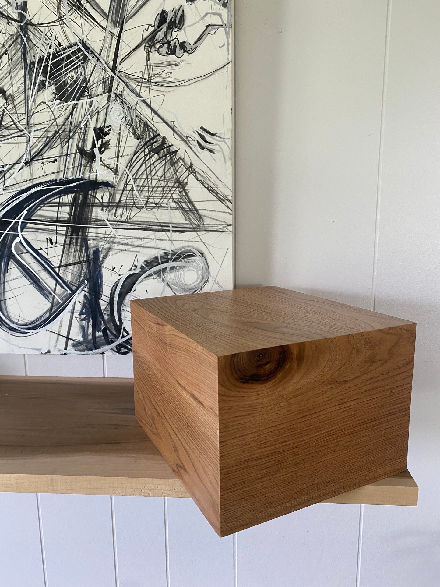 Minimalist Cremation Urn-Butternut, for Adult Human Ashes, up to 280 pounds