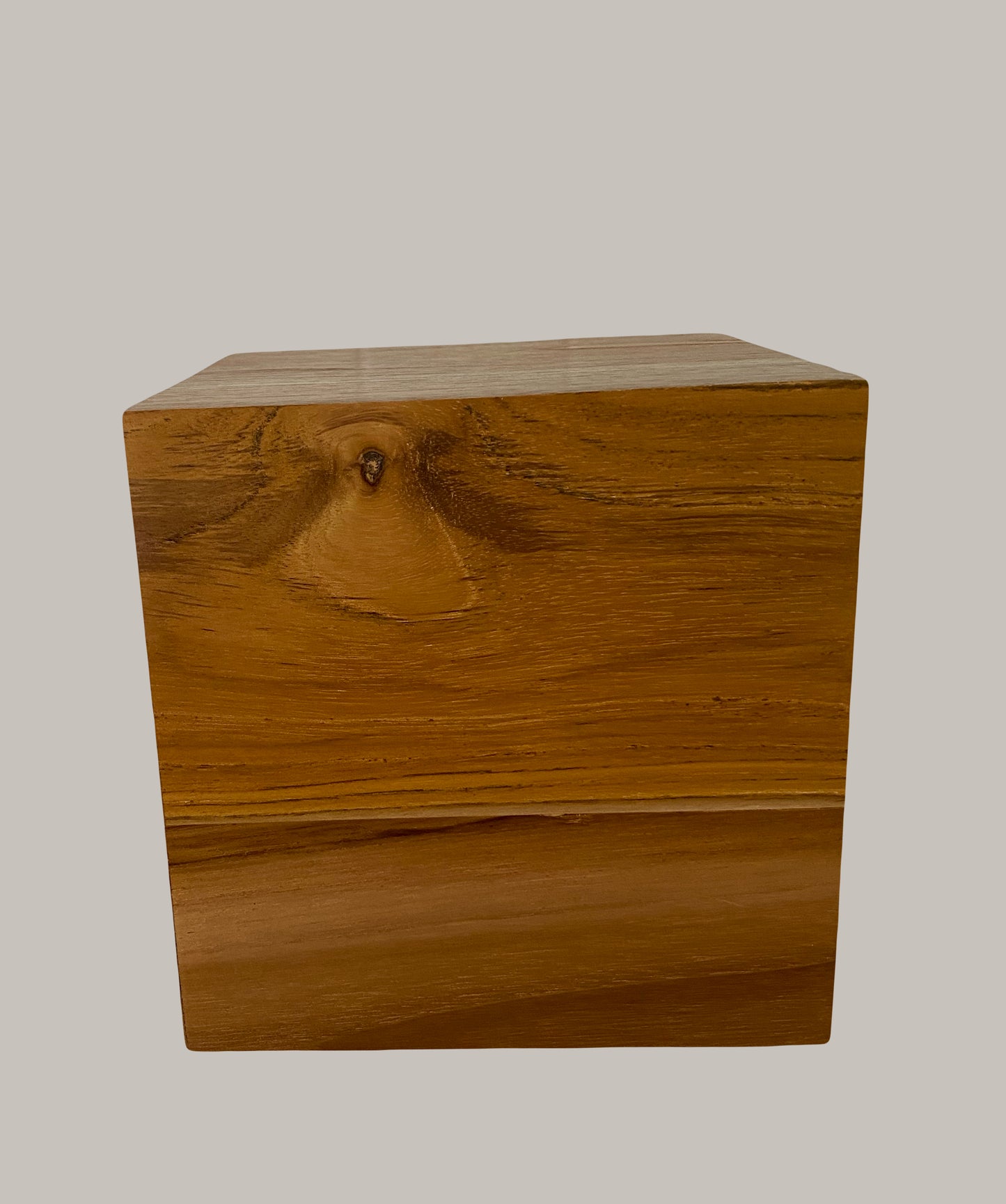 Minimalist Cremation Urn-Teak , for Adult Human Ashes, up to 180 pounds