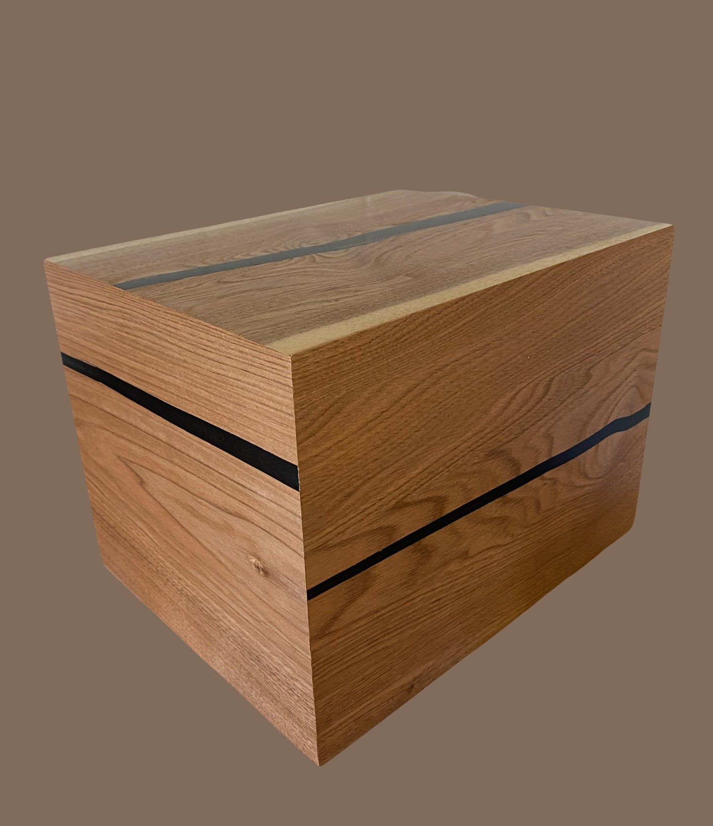 Cremation Urn- Butternut—black epoxy, imperfect, knotty for Ashes, up to 300 pounds