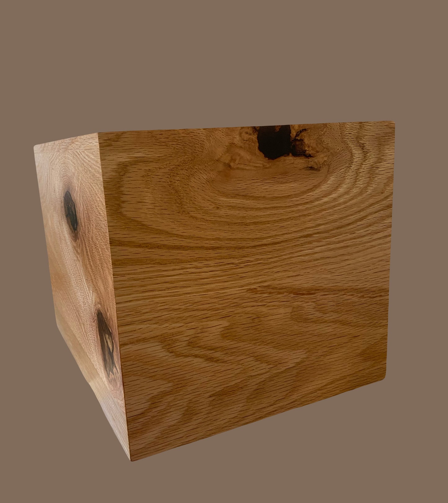 Cremation Urn- Oak—black epoxy, imperfect, knotty for Ashes, up to 300 pounds
