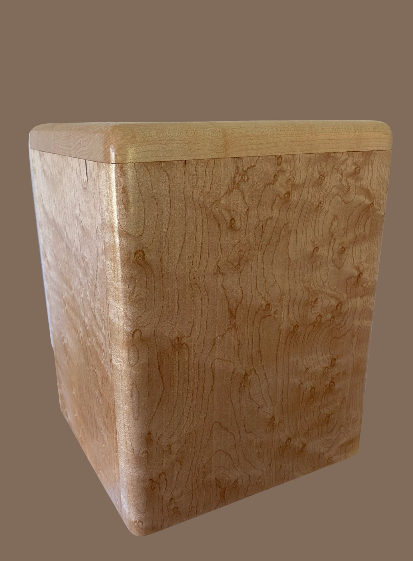 Birdseye Maple Urn-for ashes, up to 440 pounds, possible companion