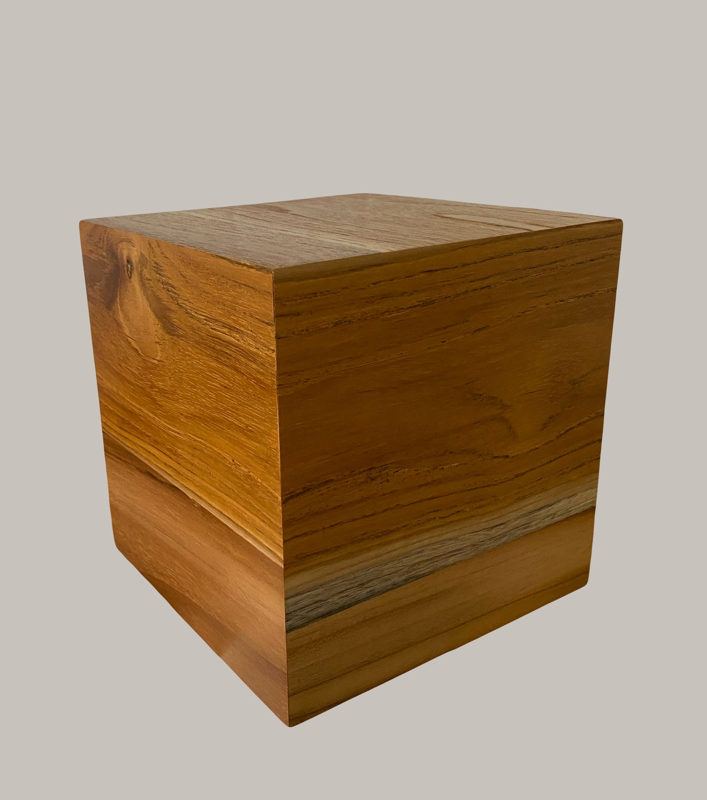 Minimalist Cremation Urn-Teak , for Adult Human Ashes, up to 180 pounds