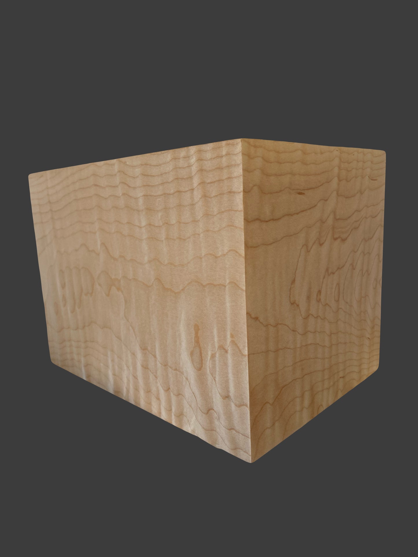 Minimalist Cremation Urn-Curly Maple, for Adult Human Ashes, up to 190 pounds