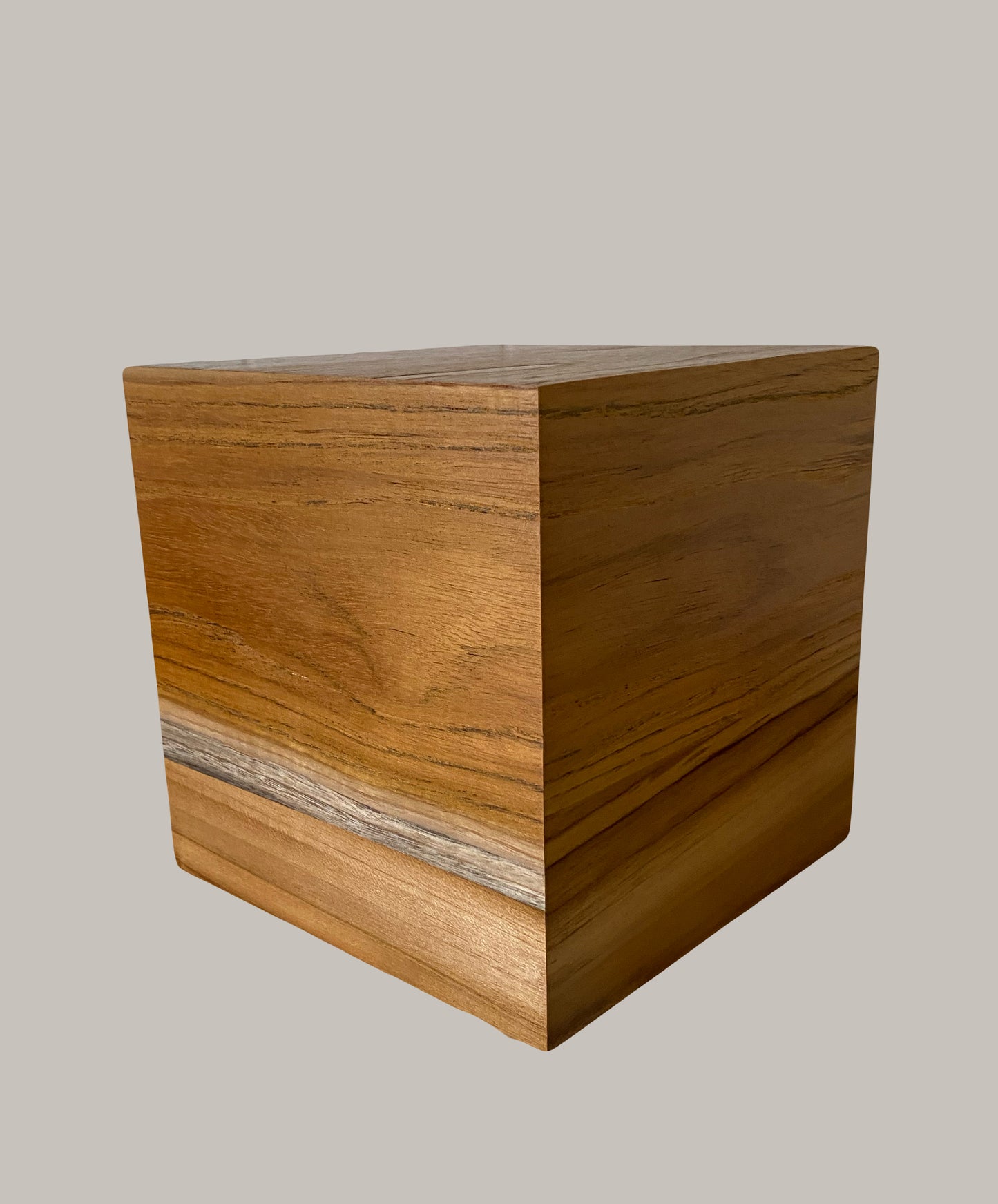 Minimalist Cremation Urn-Teak , for Adult Human Ashes, up to 180 pounds