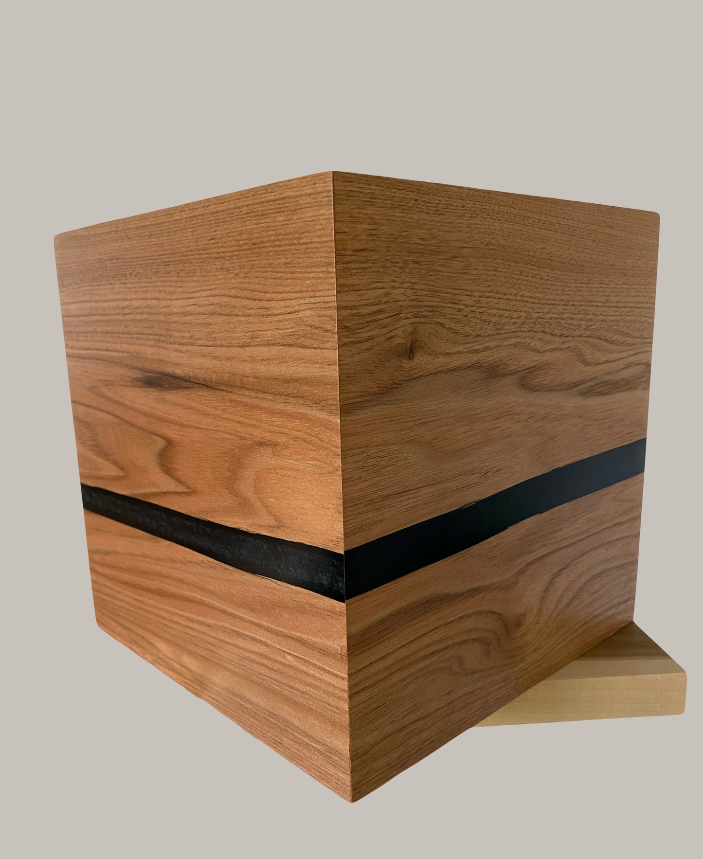 Cremation Urn- Butternut—black epoxy, imperfect, knotty for Ashes, up to 215 pounds