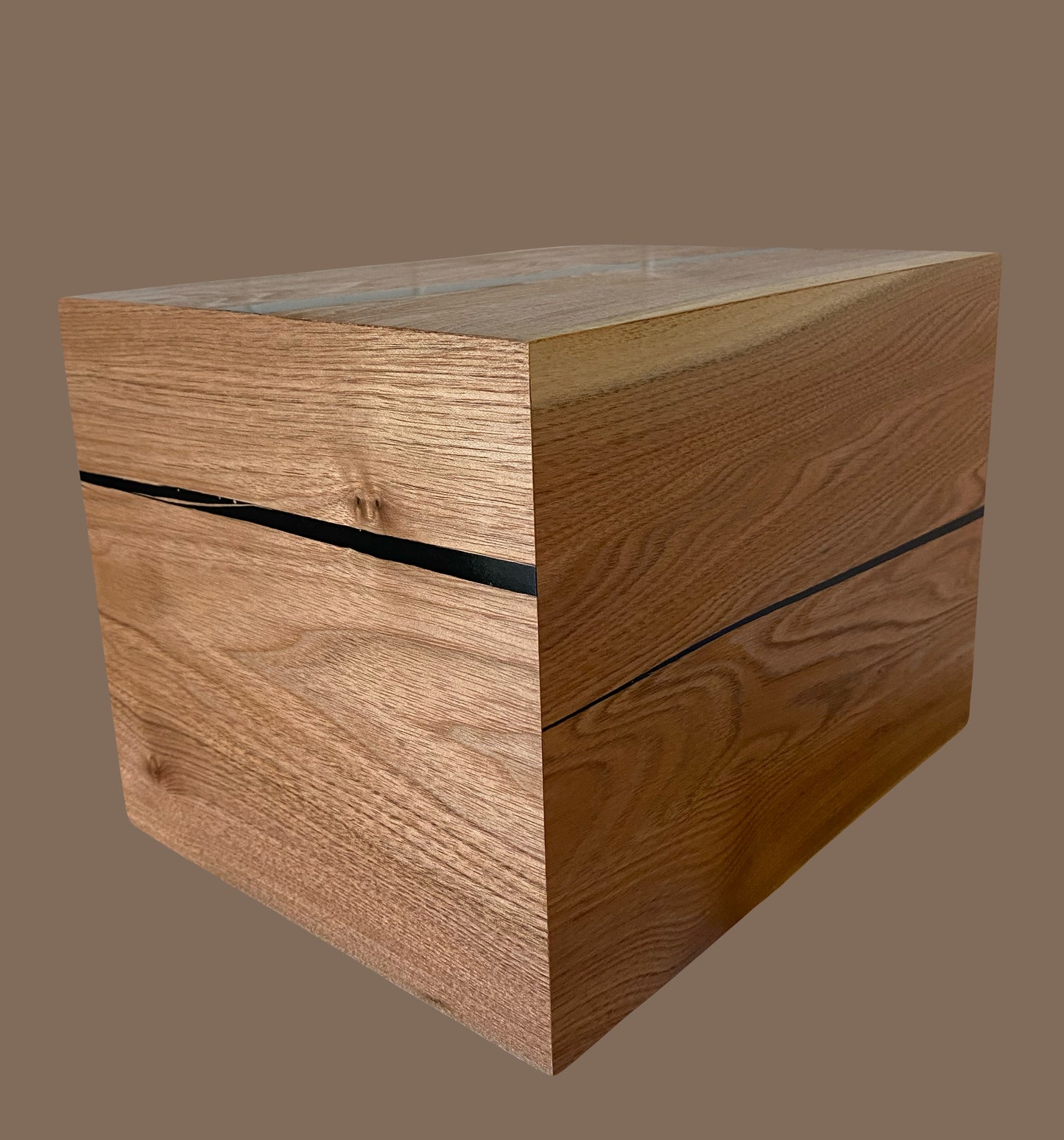 Cremation Urn- Butternut—black epoxy, imperfect, knotty for Ashes, up to 300 pounds