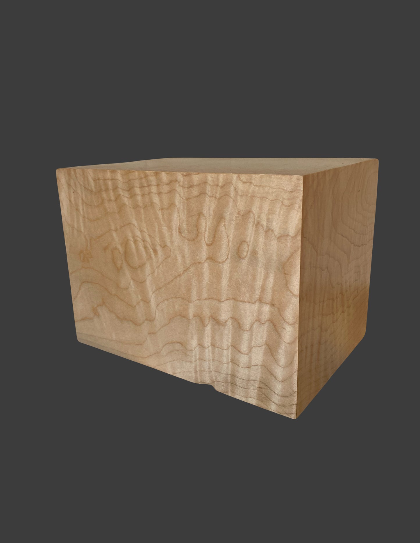 Minimalist Cremation Urn-Curly Maple, for Adult Human Ashes, up to 190 pounds