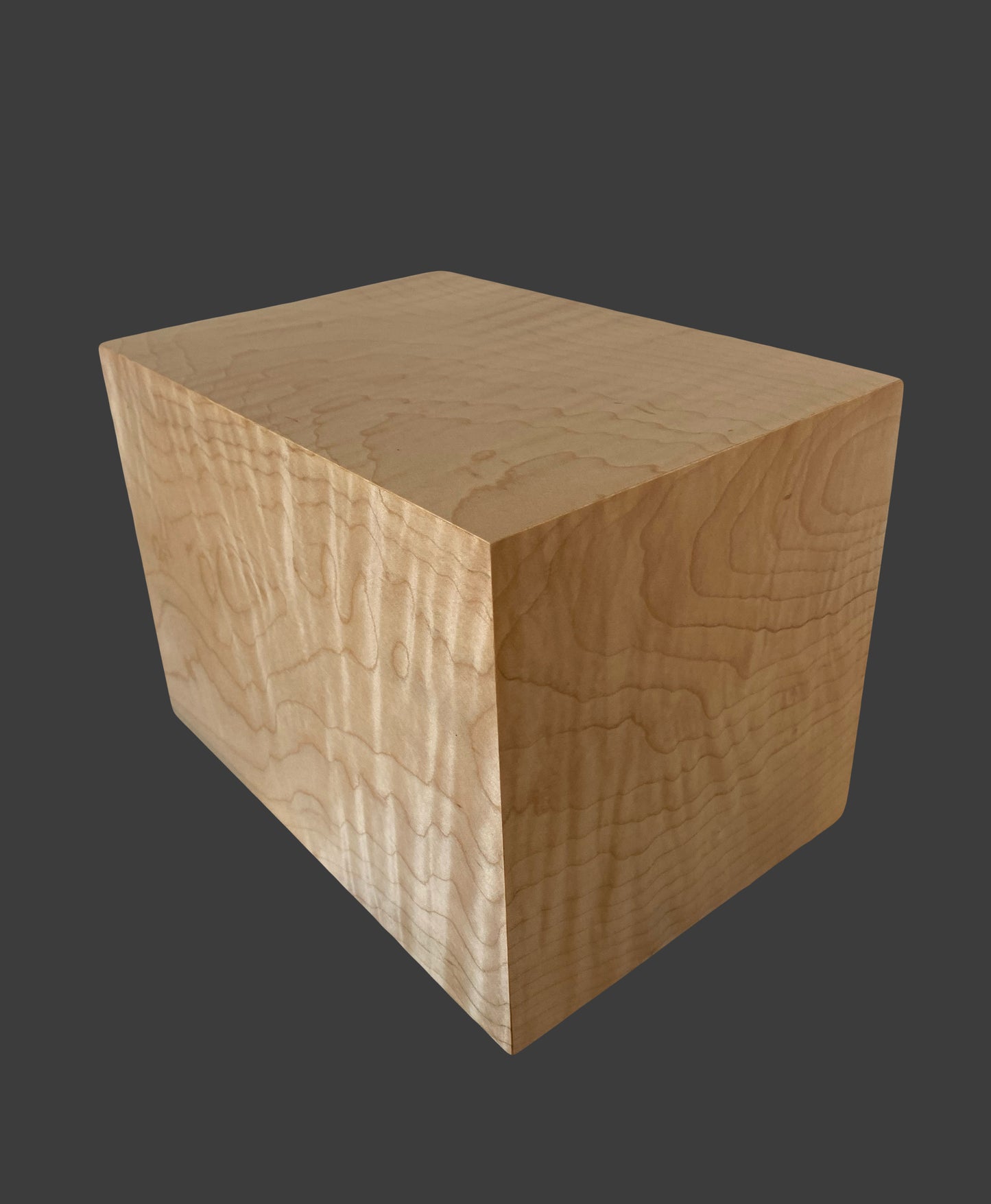 Minimalist Cremation Urn-Curly Maple, for Adult Human Ashes, up to 190 pounds