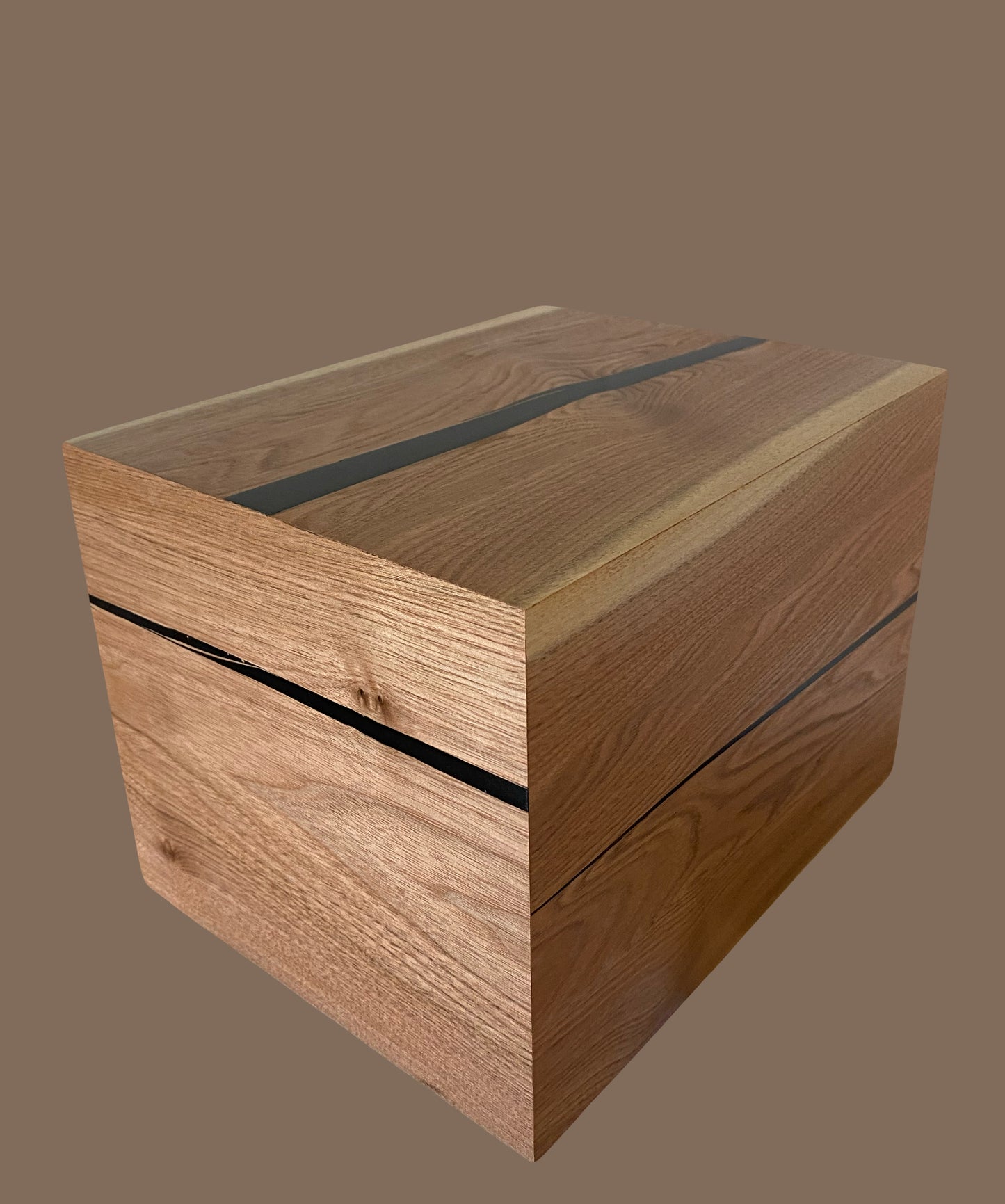 Cremation Urn- Butternut—black epoxy, imperfect, knotty for Ashes, up to 300 pounds