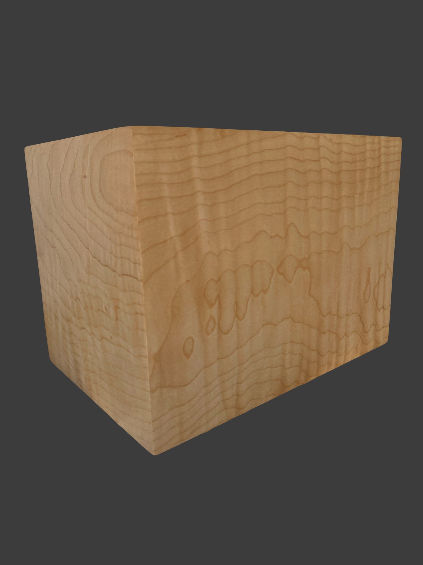 Minimalist Cremation Urn-Curly Maple, for Adult Human Ashes, up to 190 pounds