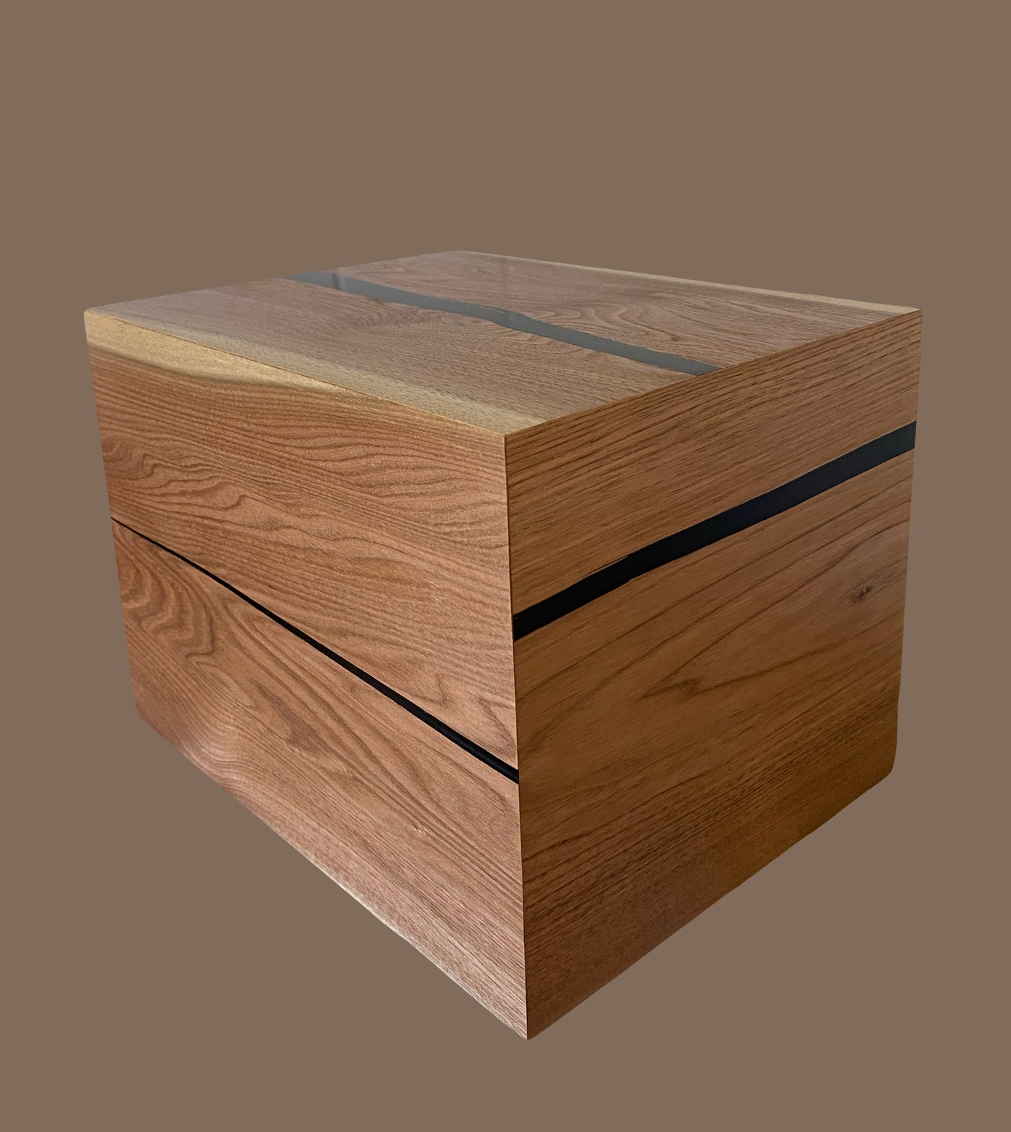 Cremation Urn- Butternut—black epoxy, imperfect, knotty for Ashes, up to 300 pounds
