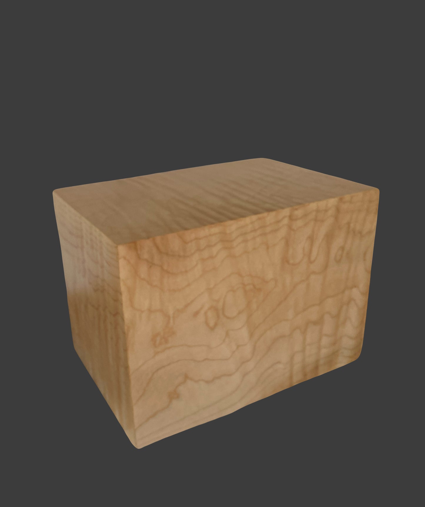 Minimalist Cremation Urn-Curly Maple, for Adult Human Ashes, up to 190 pounds