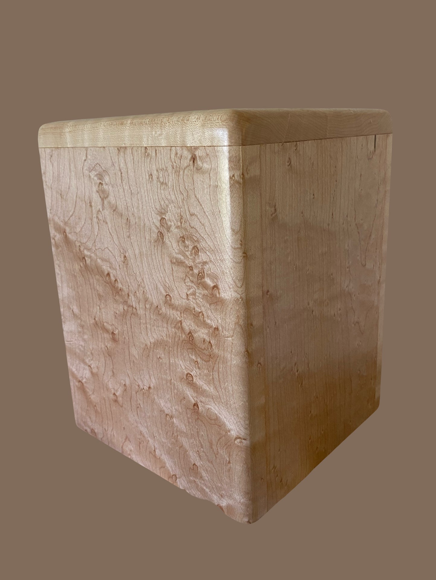 Birdseye Maple Urn-for ashes, up to 440 pounds, possible companion