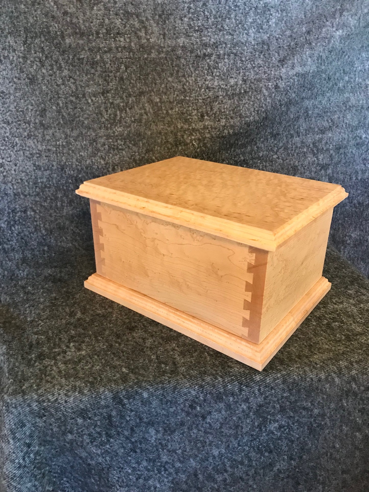 Birdseye Maple Dovetail Cremation Urn for Adult Human Ashes, up to 230 pounds