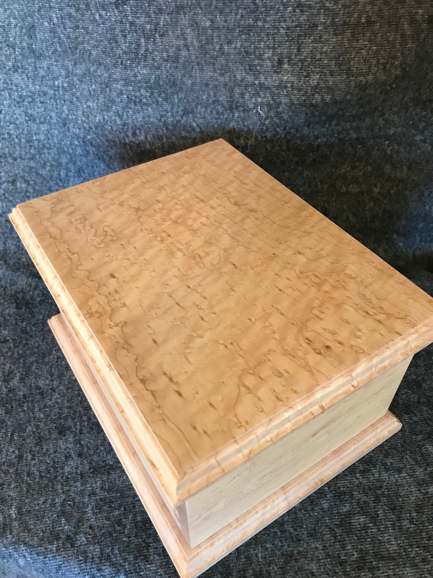 Birdseye Maple Dovetail Cremation Urn for Adult Human Ashes, up to 230 pounds