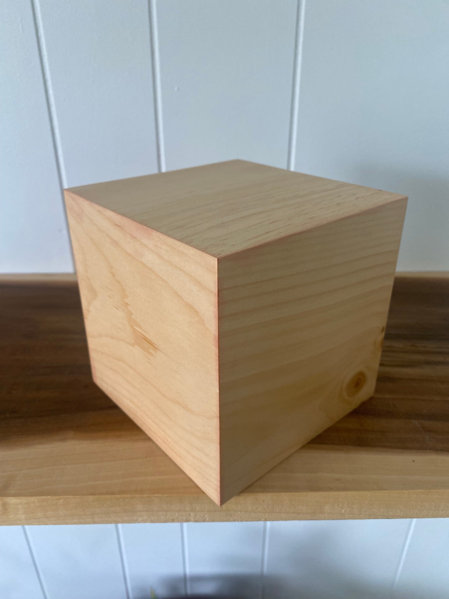 Pine wood Cube Cremation Urn for Small Human ashes, up to 90 pounds