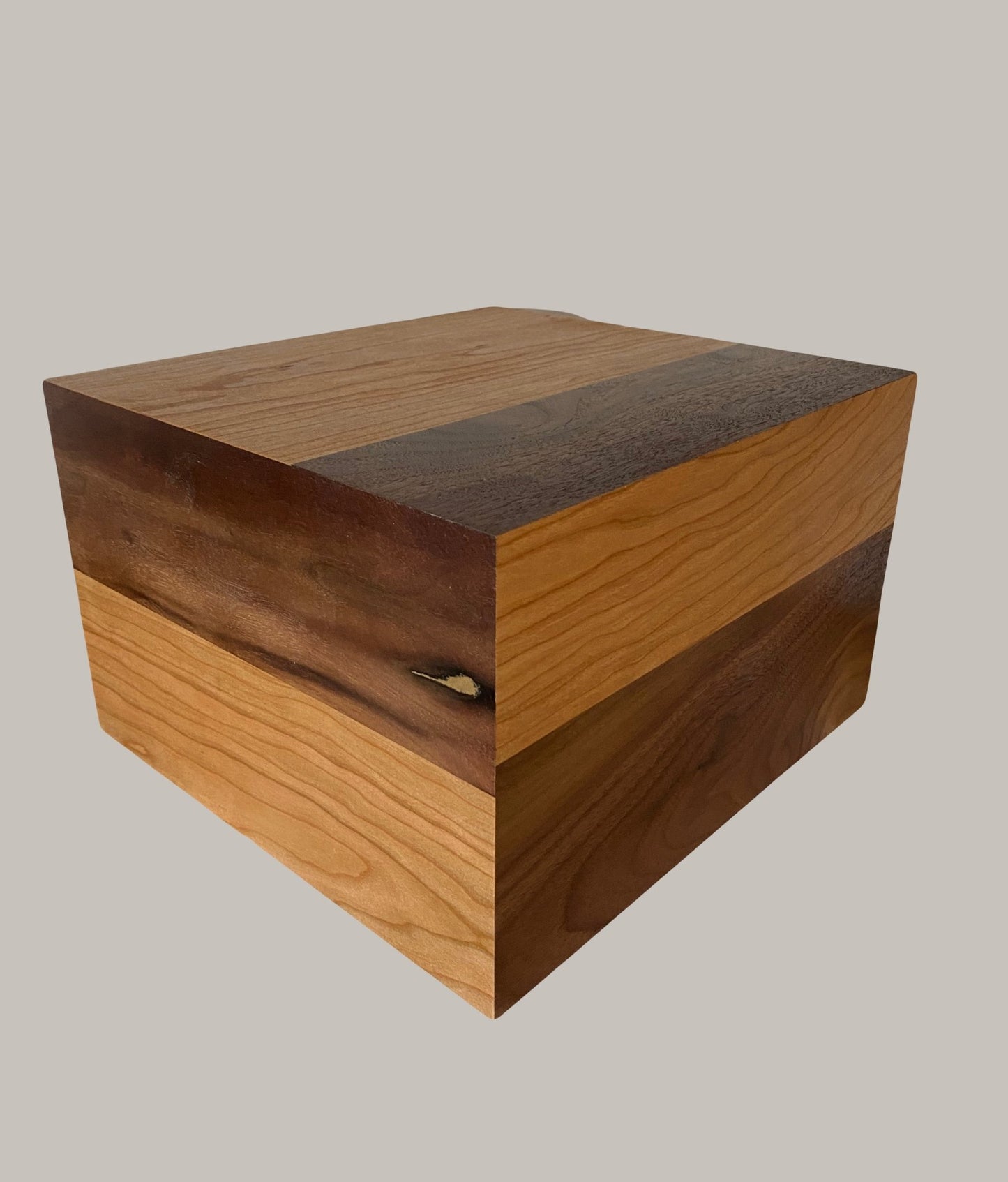 Minimalist Cremation Companion Urn-Black Walnut-Cherry, for Adult Human Ashes, up to 440 pounds