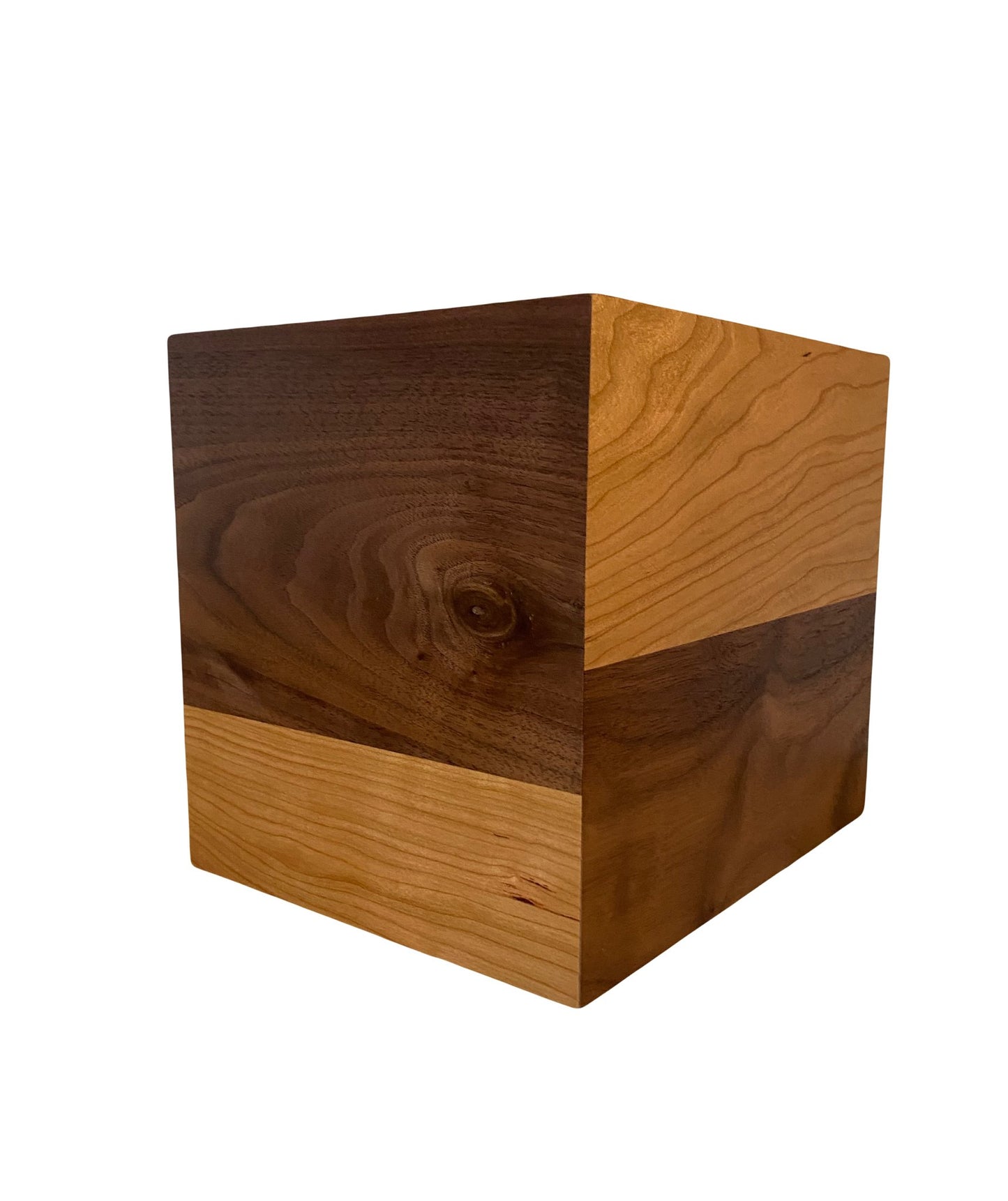 Minimalist Cremation Urn-Black Walnut and Cherry, for Adult Human Ashes, up to 280 pounds