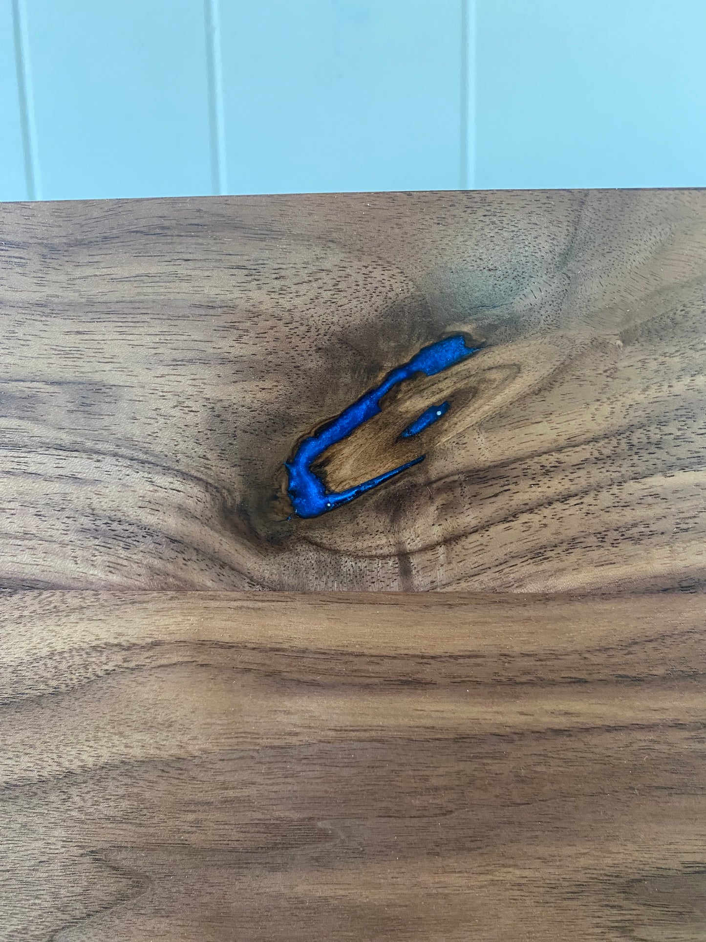 Minimalist Cremation Urn-Black Walnut, blue and green epoxy for Adult Human Ashes, up to 280pounds