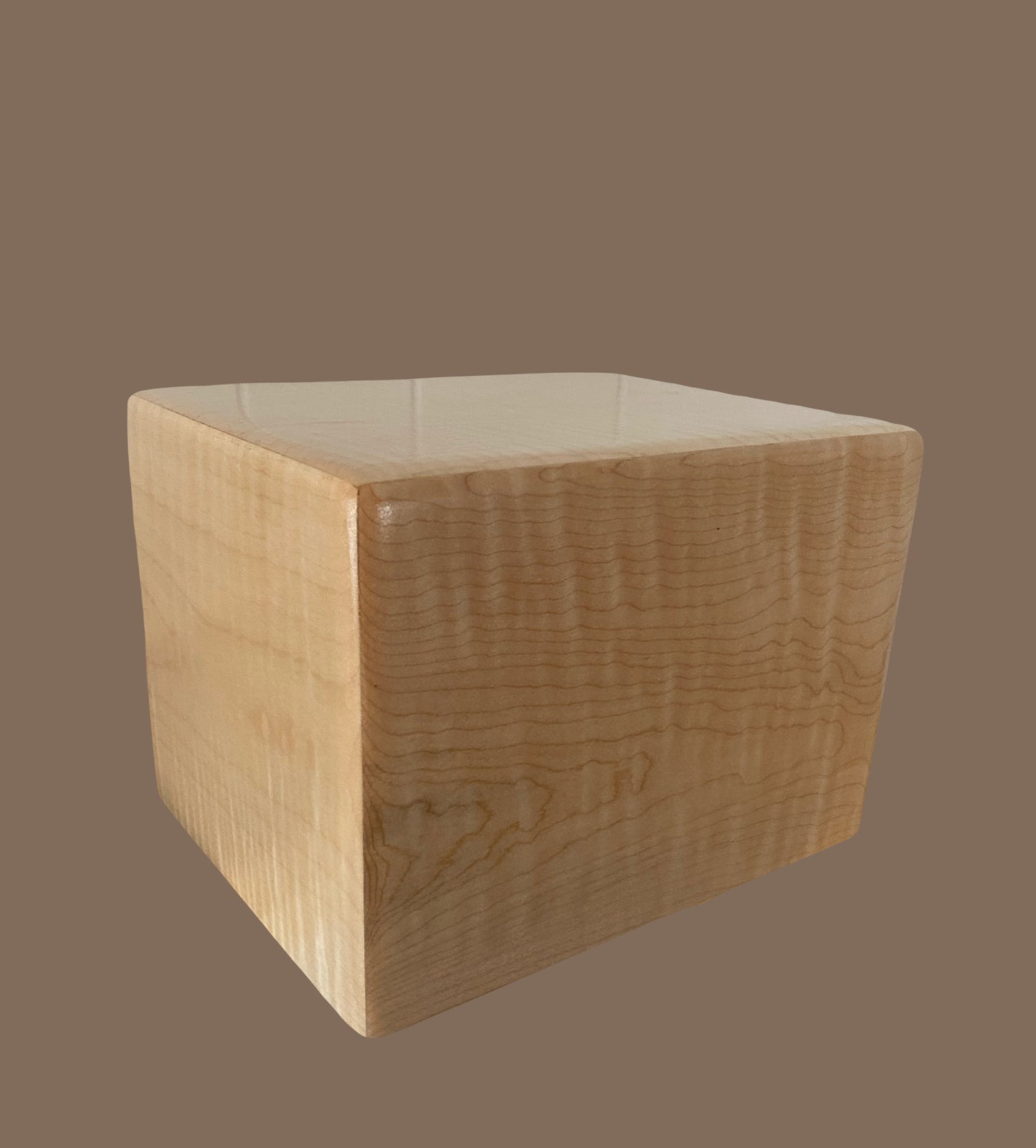 Minimalist Cremation Rounded Urn-Curly Maple, for Adult Human Ashes, up to 200 pounds