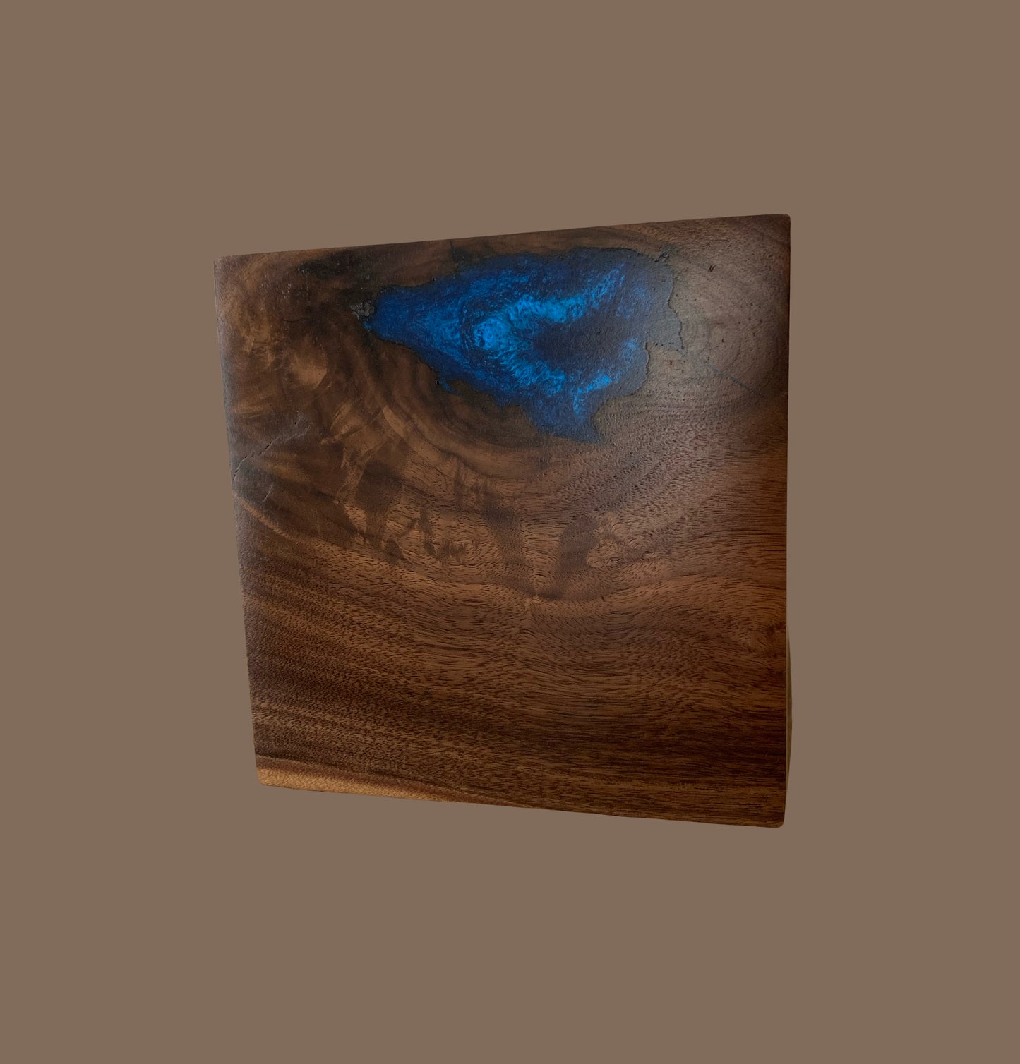 Cube Cremation Urn-Black Walnut marbled, black epoxy, imperfect, knotty for Ashes, up to 165 pounds