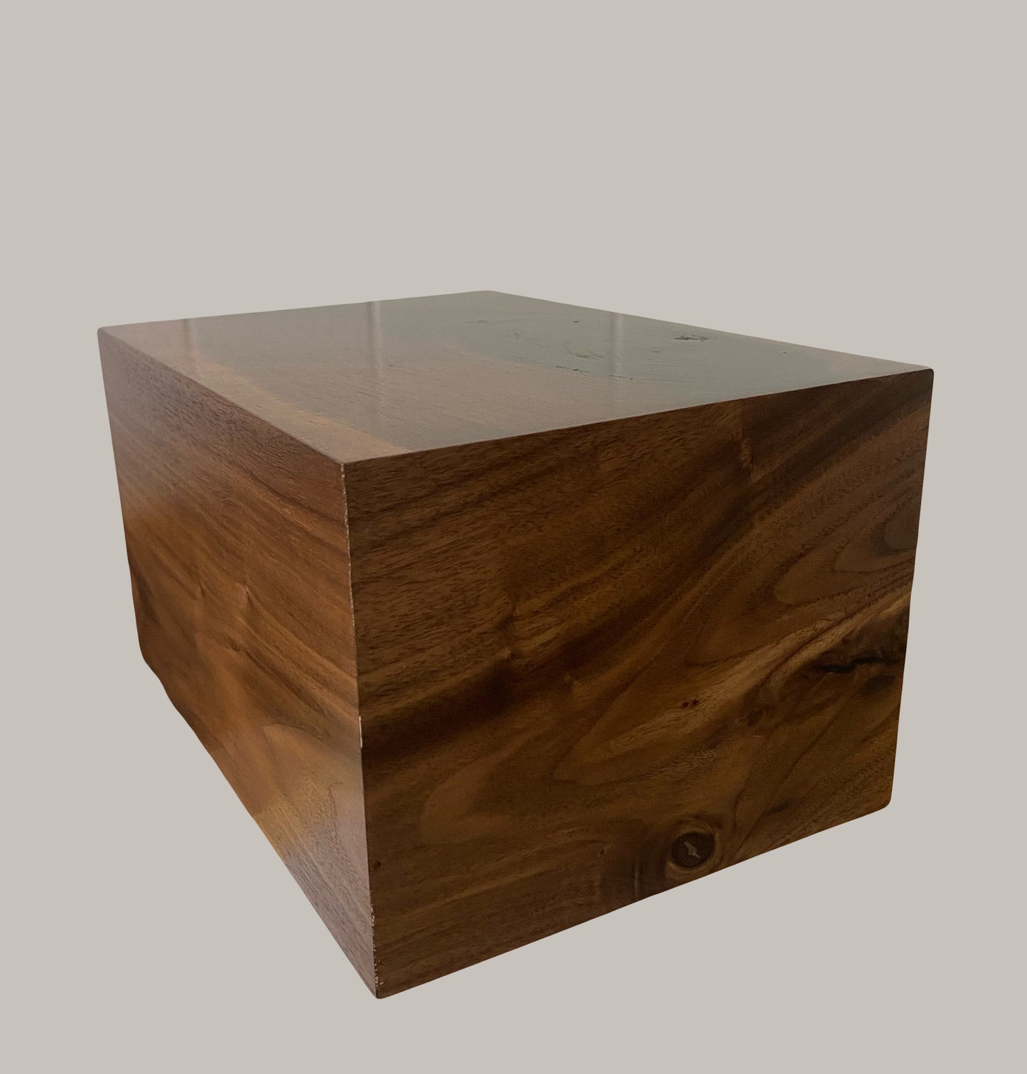 Minimalist Cremation Urn-Black Walnut, black epoxy for Adult Human Ashes, up to 140 pounds