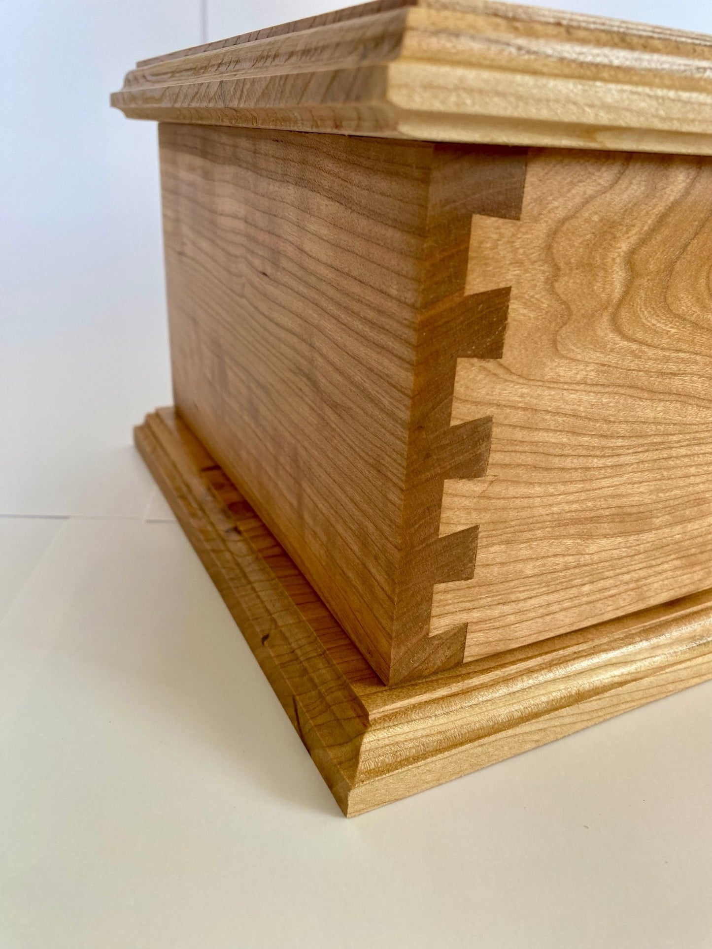 Cherry Dovetail Cremation Urn for Adult Human Ashes, up to 230 pounds