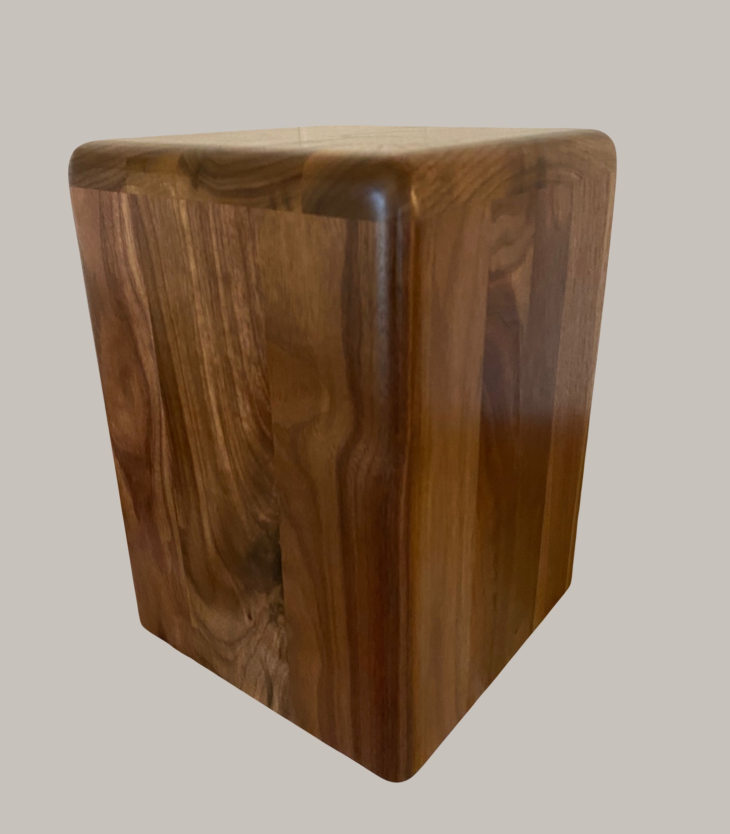 Modernist Cremation Urn-pillar, Black Walnut marbled, imperfect, wood for Ashes, up to 315 pounds