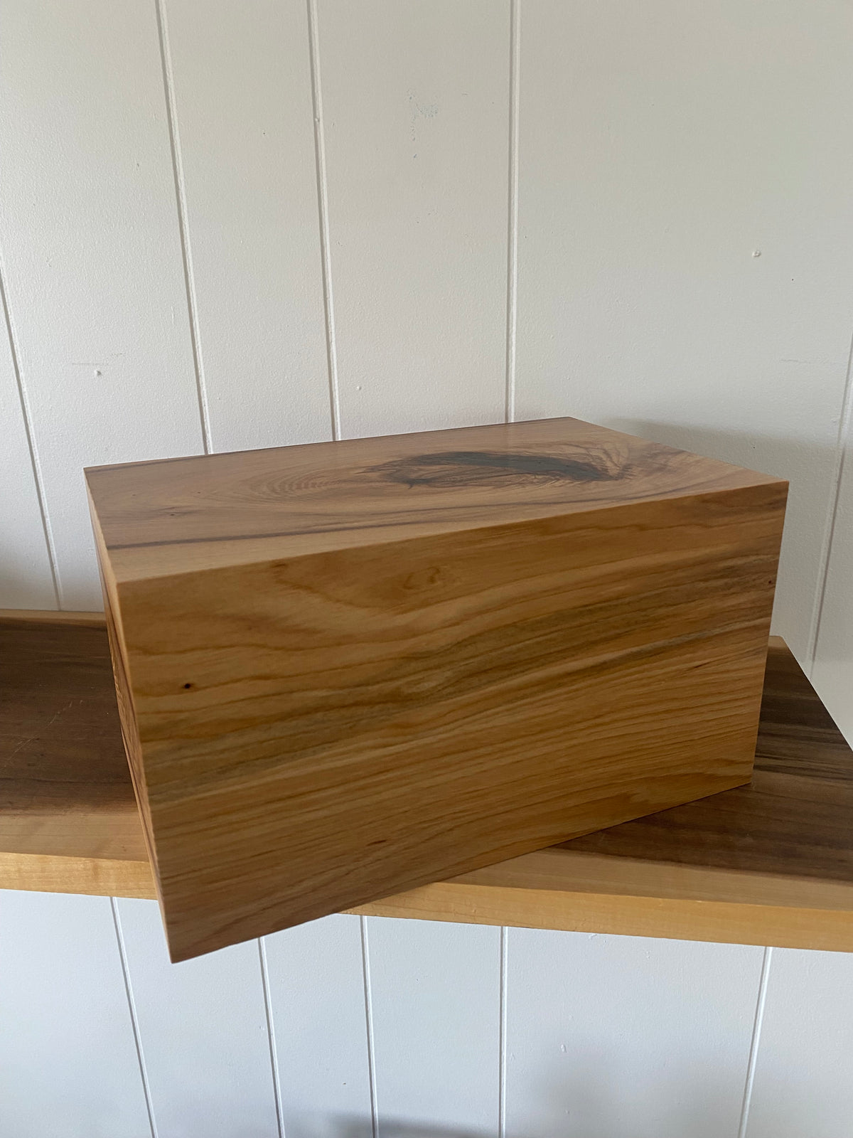 Minimalist Cremation Urn-Hickory, black epoxy for Adult Human Ashes, up to 240 pounds