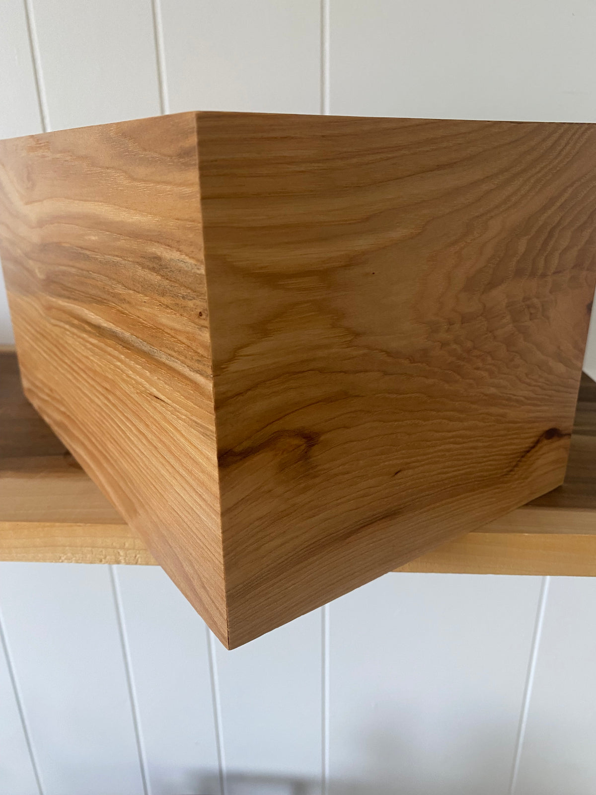 Minimalist Cremation Urn-Hickory, black epoxy for Adult Human Ashes, up to 240 pounds