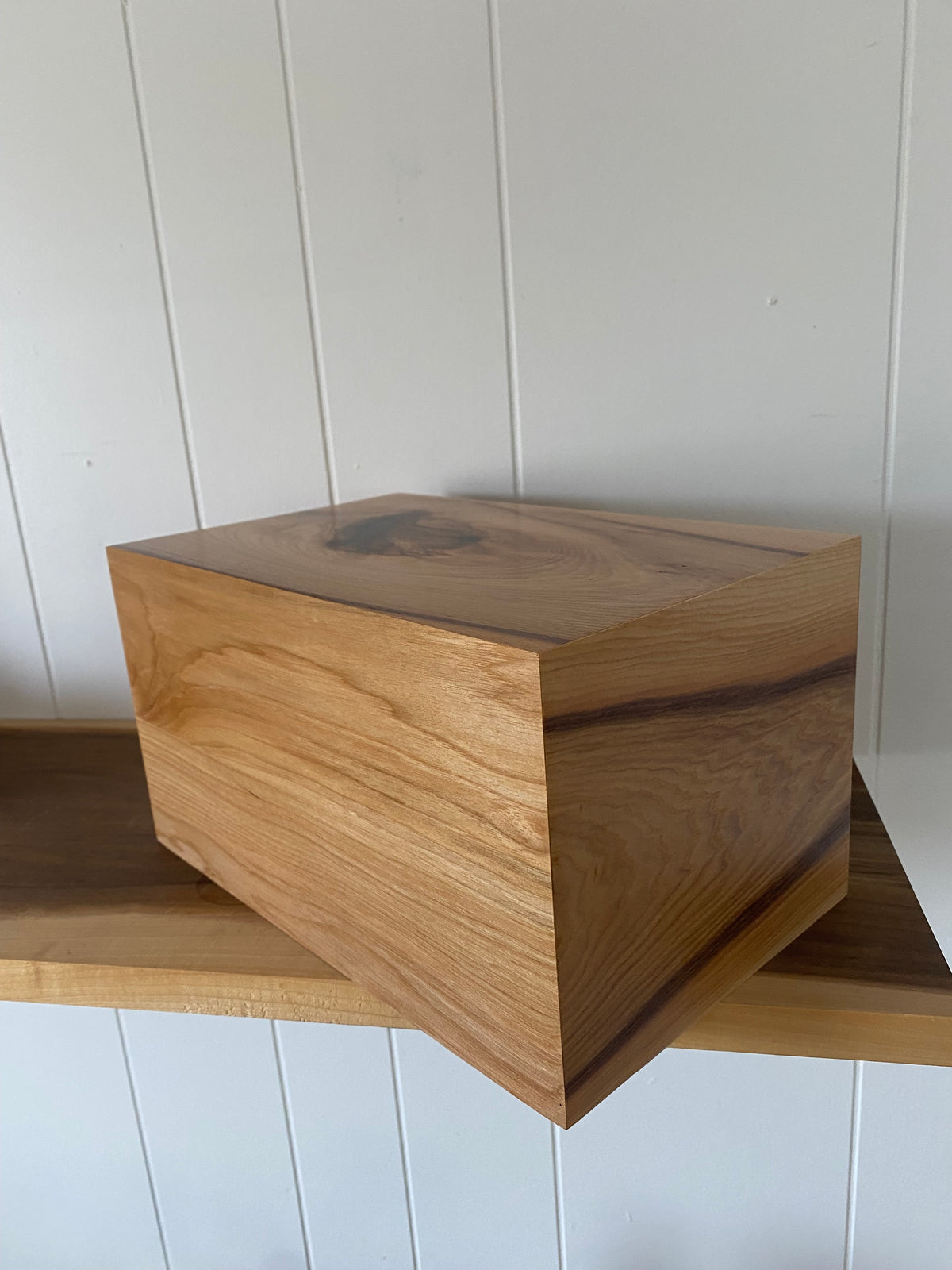 Minimalist Cremation Urn-Hickory, black epoxy for Adult Human Ashes, up to 240 pounds
