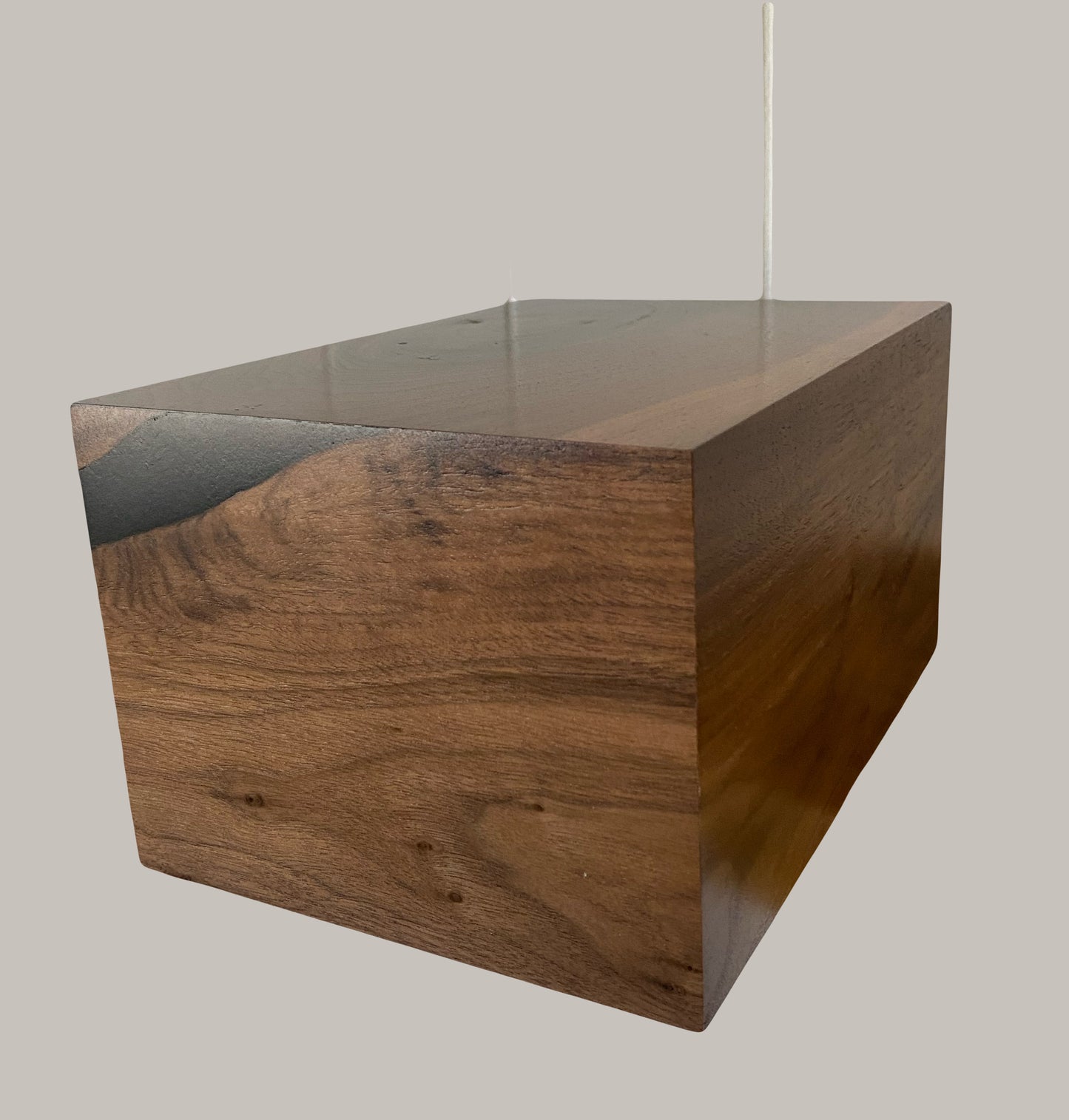Minimalist Cremation Urn-Black Walnut, black epoxy for Adult Human Ashes, up to 140 pounds