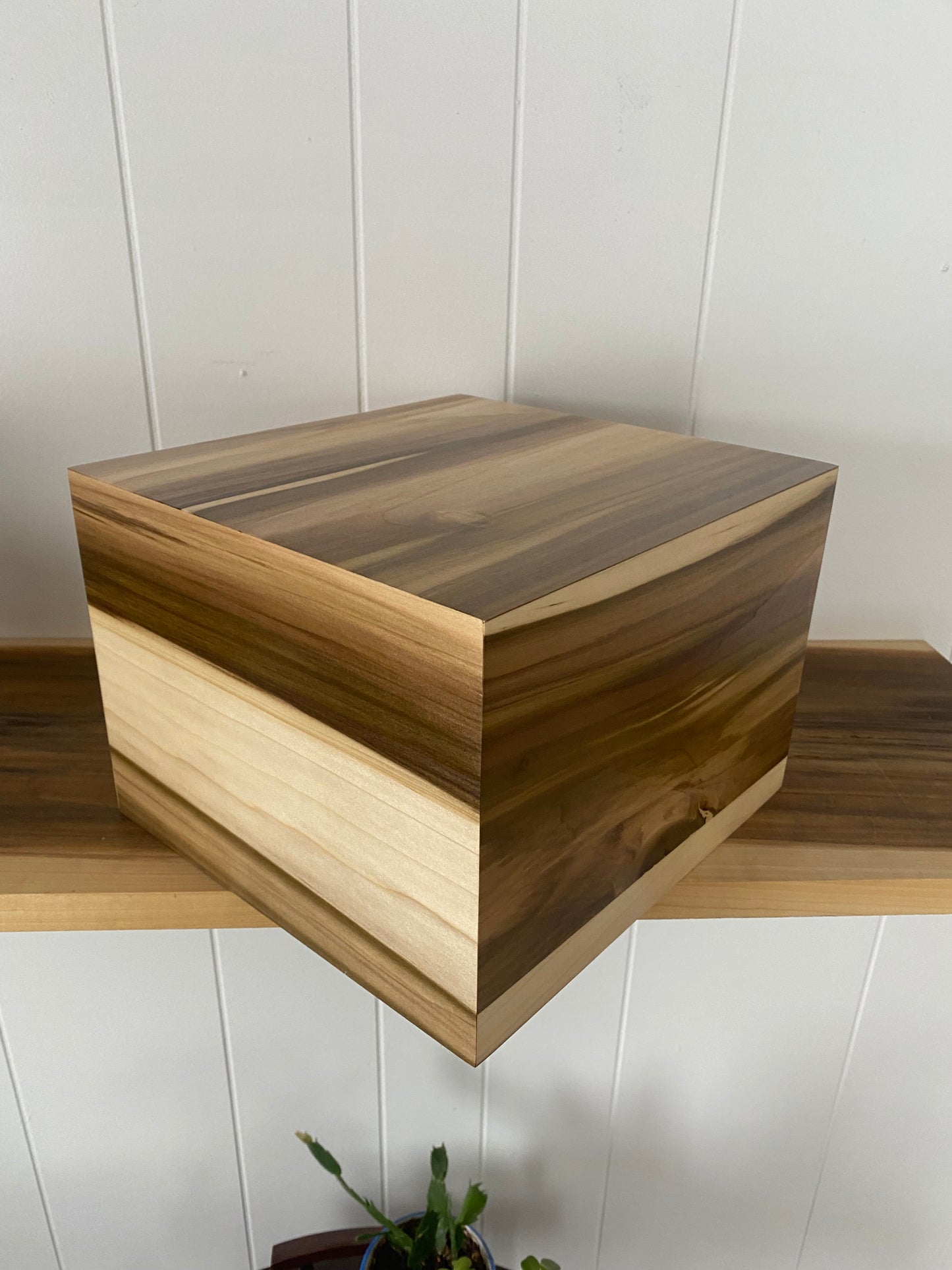 Minimalist Cremation Urn-Tulip Poplar, for Adult Human Ashes, up to 315 pounds