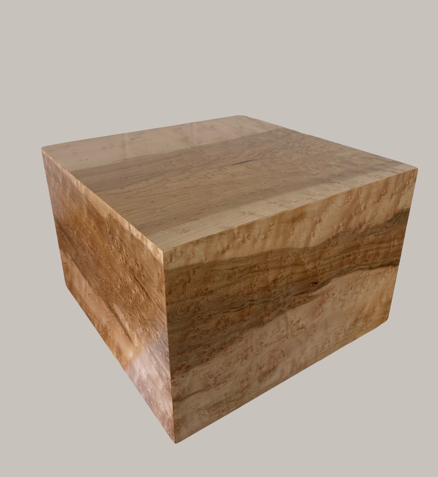 Minimalist Cremation Urn-Birdseye maple, imperfect wood, for Adult Human Ashes, up to 380 pounds