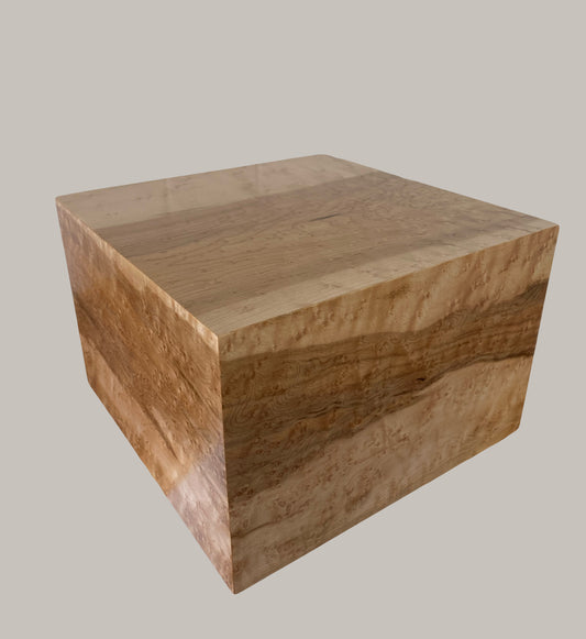 Minimalist Cremation Urn-Birdseye maple, imperfect wood, for Adult Human Ashes, up to 380 pounds