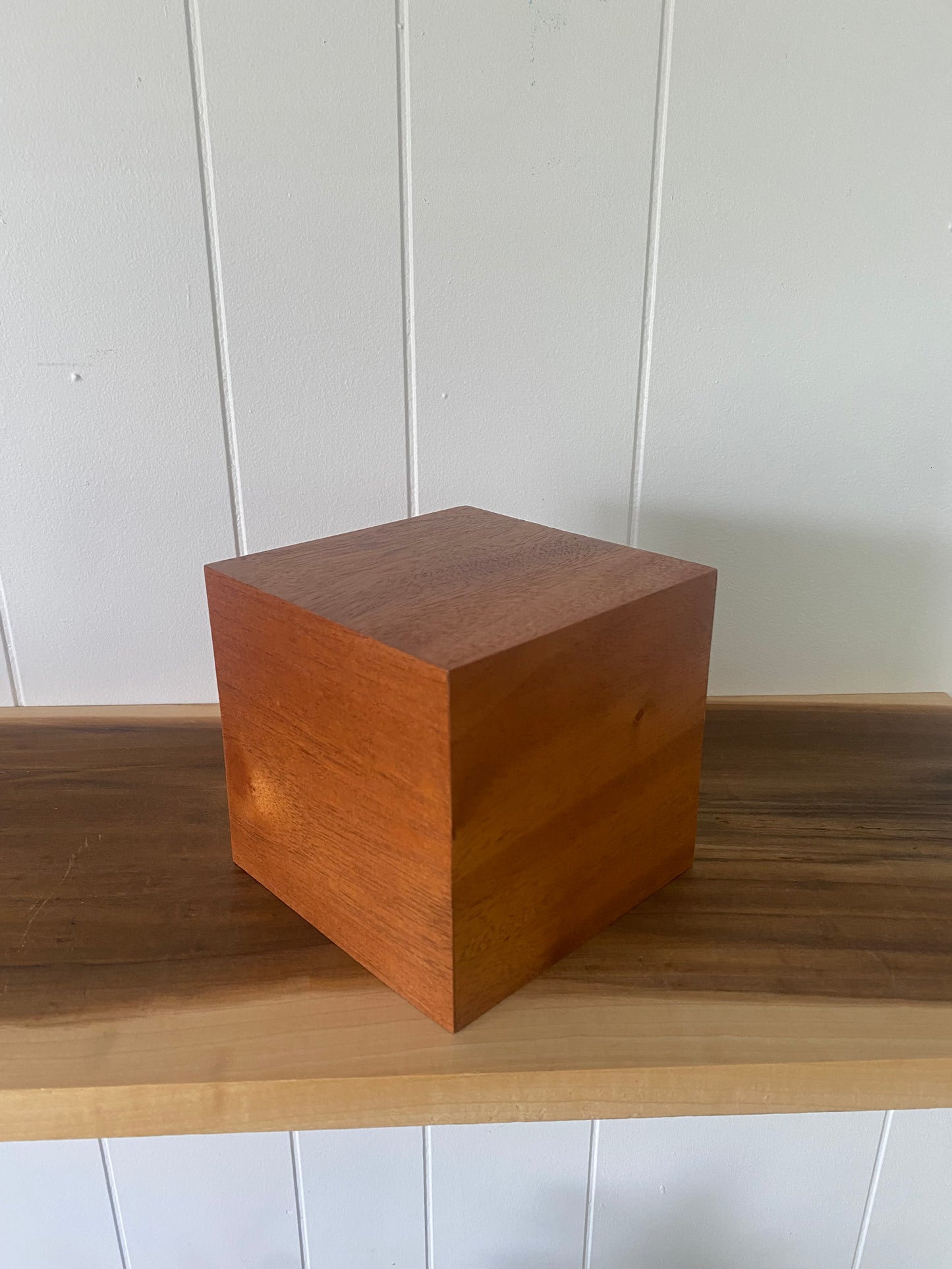 African Mahogany Cube Cremation Urn for Small Human ashes, up to 90 pounds