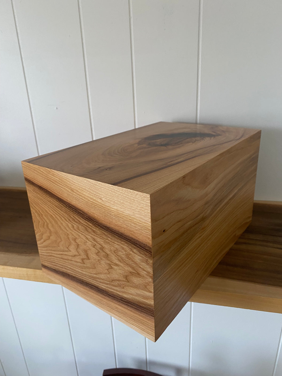 Minimalist Cremation Urn-Hickory, black epoxy for Adult Human Ashes, up to 240 pounds
