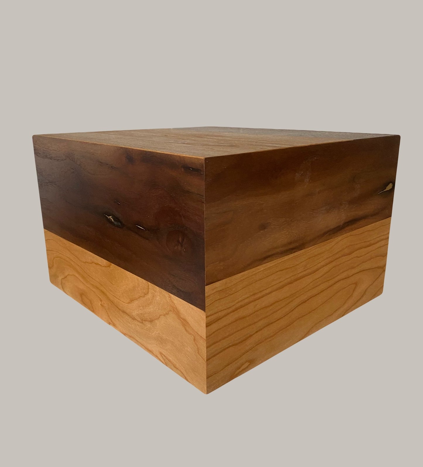 Minimalist Cremation Companion Urn-Black Walnut-Cherry, for Adult Human Ashes, up to 440 pounds