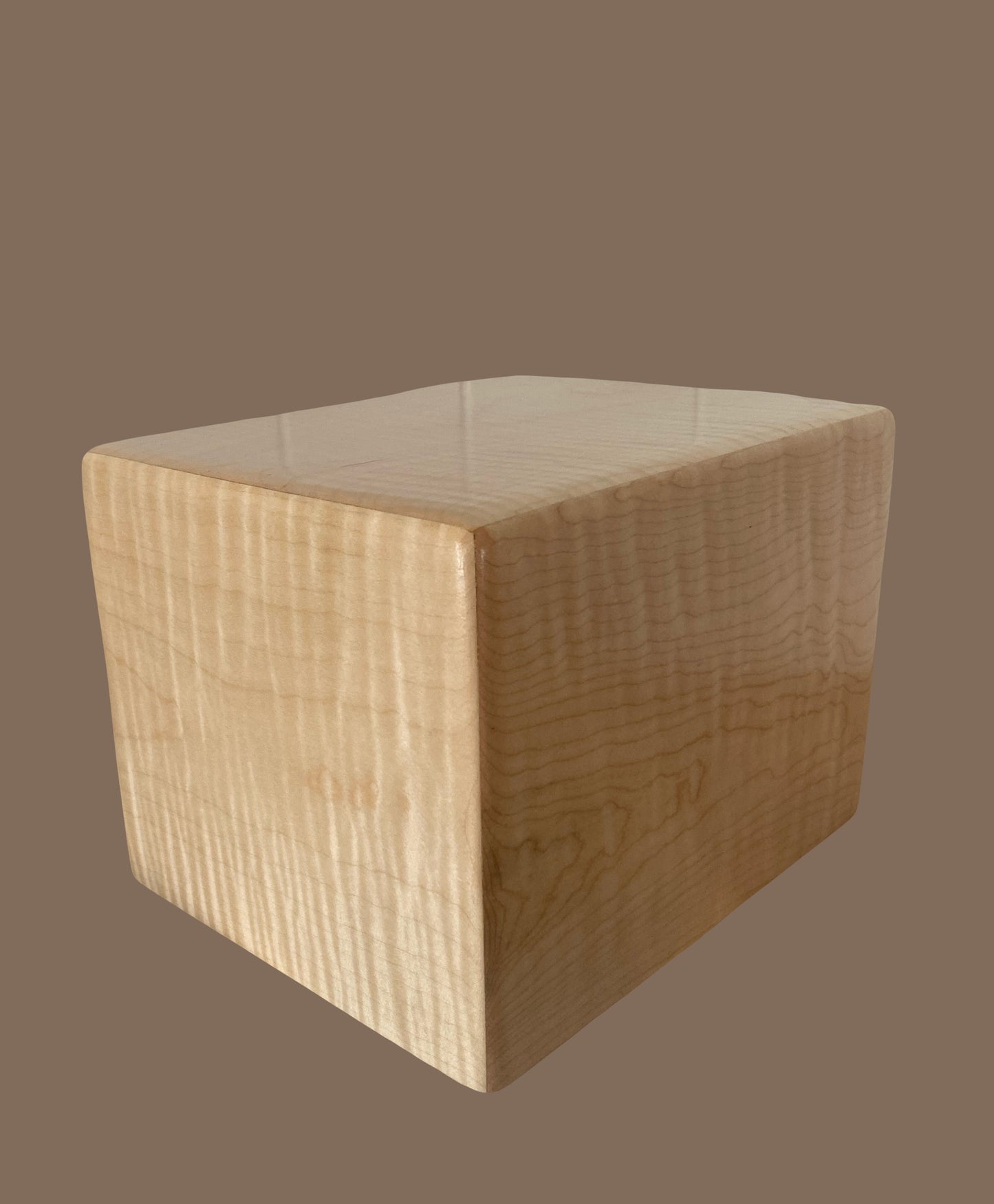 Minimalist Cremation Rounded Urn-Curly Maple, for Adult Human Ashes, up to 200 pounds